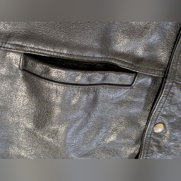 Vance Leathers Size Lg Black Leather Motorcycle Vest Lace Up Sides Snap Biker - Picture 5 of 12